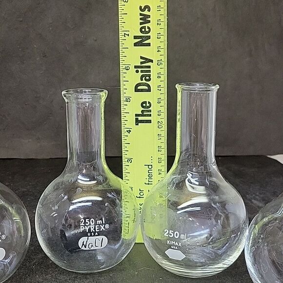 Pyrex 250ml Flat Bottom Boiling Flasks Set Of 5 (Set1) - Picture 2 of 5